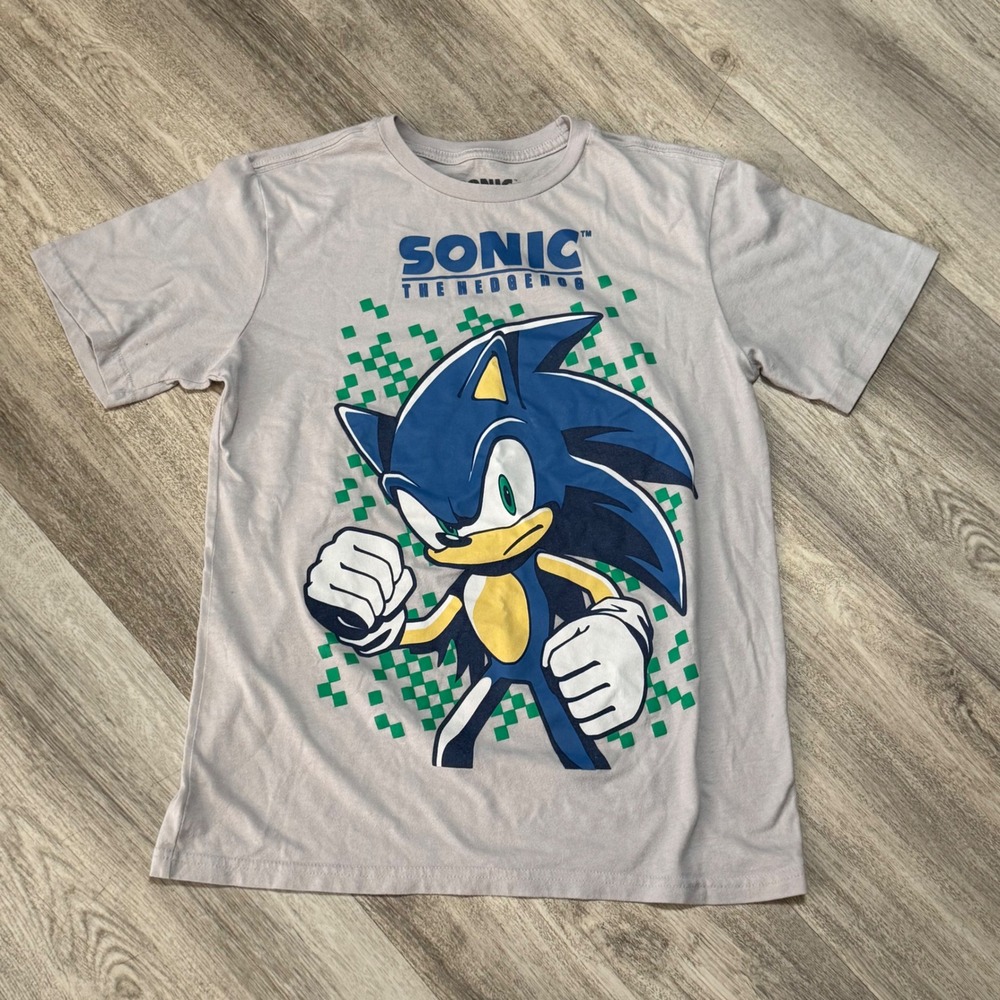 Kids Sonic The Hedgehog T Shirt XL EG 14 16 Gray Graphic Tee